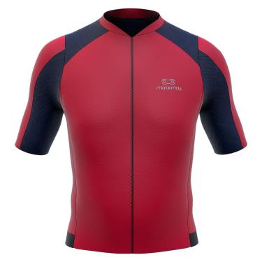 Imagem de Camisa de Ciclismo Masculina Márcio May Elite Vermelha com Azul Marinho
