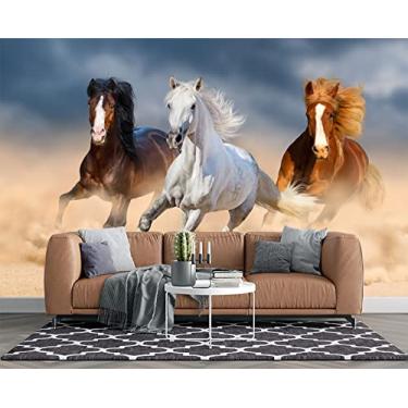 Imagem de Eierme Mural de parede Three Running Horses Chinoiserie para quarto 348 cm x 254 cm