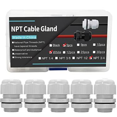 Imagem de Conexões de conduíte elétrico NPT (5 peças) de plástico longo grande branco bucha de cabo 3/10.2 cm kit de cabos protetores à prova d'água para fio plano AIRTAK