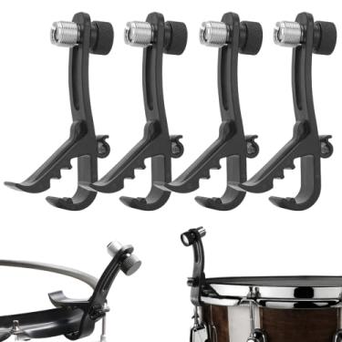 Imagem de Clipe de microfone à prova de choque, 4 peças, kit de microfone de bateria ajustável e suporte de microfone para suporte de microfone, braçadeira universal de microfone, kit de microfone de bateria premium e suporte de microfone para suporte de bateria