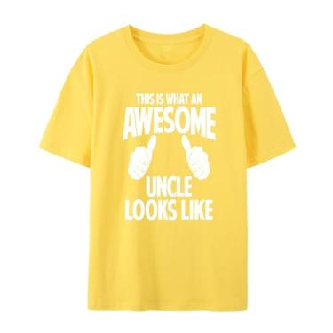 Imagem de Camiseta masculina sarcástica engraçada This is What an Awesome Uncle Looks Like, camiseta de humor, Amarelo, XXG