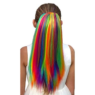 Imagem de Extensões de cabelo com clipe, acessórios de cabelo para meninas e crianças – giz temporário e não bagunçado – ótimo para festas, vestidos, bonecas, para meninas de 4 a 12 anos (arco-íris)