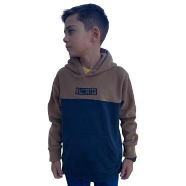 Imagem de Blusa de Moletom Peluciado Infantil Canguru Capuz Gangster-Masculino