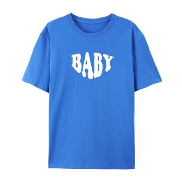 Imagem de Camiseta masculina e feminina engraçada com estampa gráfica bebê, Azul, 3G