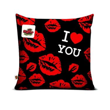 Imagem de Almofada 40x40 Eu Te Amo Kiss Black Presente Dia dos Namorados