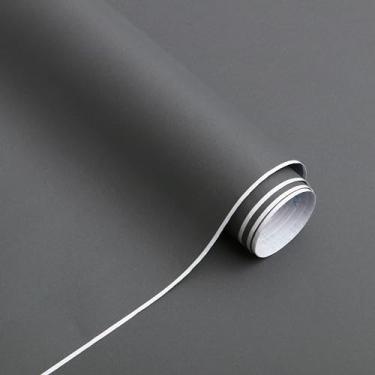 Imagem de Micpolo Papel de parede cinza escuro de 39,9 cm x 299,7 cm - Papel de contato cinza fosco para quarto, revestimento de parede, bancadas