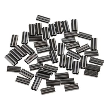 Imagem de Tachiuwa Lote 50 peças de crimpagem de pesca de cilindro duplo 0,8/1/1,2/1,5/1,7/1,2 mm para fabricação de equipamentos - preto, furo de 1,5 mm