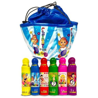 Imagem de Lucky Lady Blue Bingo Bag - I Go Crazy for Bingo! com 6 pacotes de Lucky Lady Dab-O-Ink Bingo Daubers - Bonus!!