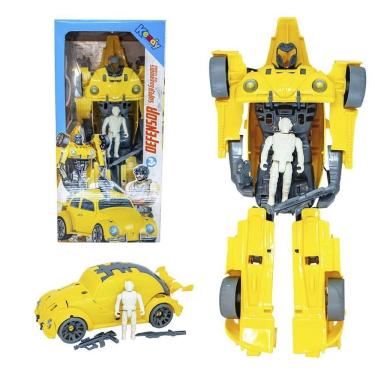 Imagem de Brinquedo Carro Fusca Robô Grande Transformer Com Boneco