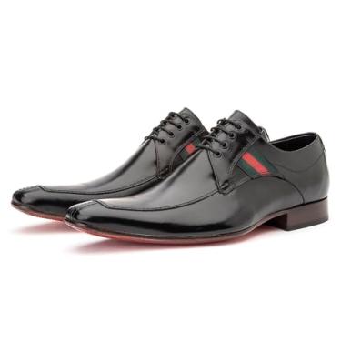 Imagem de Sapato Social Oxford Couro Masculino de Amarrar Palmilha Formato Anatomico Solado Costurado Leve Tamanho:40;Cor:Preto;Gênero:Masculino;Departamento BS:Esporte