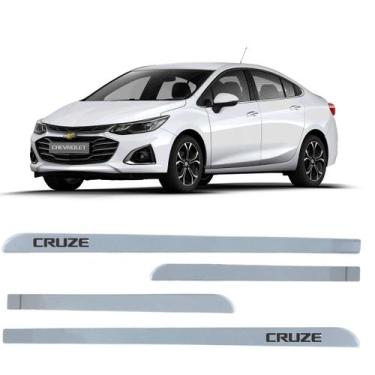 Imagem de Jogo Friso Slim Lateral Chevrolet Cruze Original com Grafia, Branco Su
