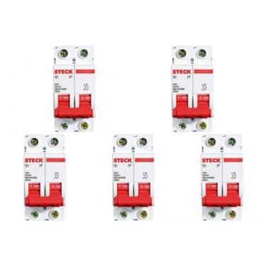 Imagem de Kit C/5 - Disjuntor Steck Din Bipolar 25A Sd62 3Ka