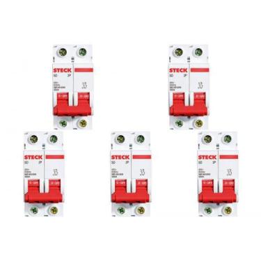 Imagem de Kit C/5 - Disjuntor Steck Din Bipolar 80A Sd2 10Ka