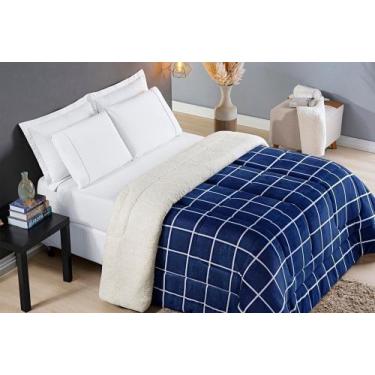 Imagem de Coberdrom Sherpa e Flannel Austin Solteiro Manta 100g 01 Peça - Marinh