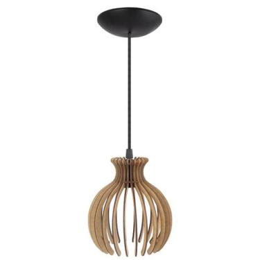 Imagem de Pendente Luminária Nacar E27 Madeira Sala Moderno Desmontada - Madelum