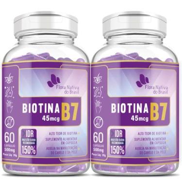 Imagem de 2x Biotina B7 45mcg Vitamina B7 60 Cápsulas Idr 100% - Flora Nativa do