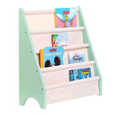 Imagem de Rack Para Livros Infantil, Standbook Montessoriano Verde - Curumim Kid