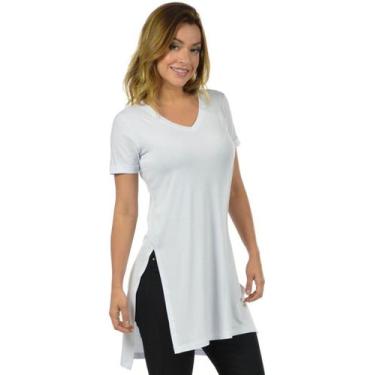 Imagem de Blusa Longa Longline Visco Tapa Bumbum Academia - Vesttuario, G, Branc
