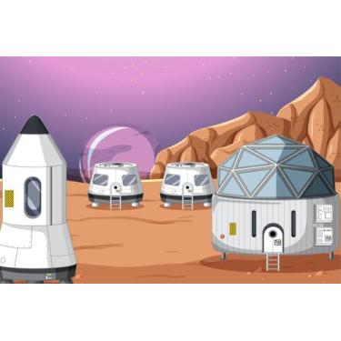 Imagem de Painel de Lona Astronauta Espaço Base na Lua - Fabrika de Festa, 200x1