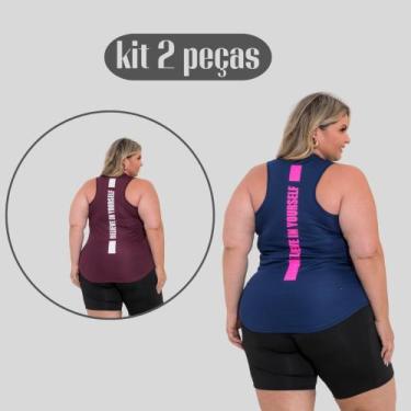 Imagem de Kit 2 Regatas Plus Size Dry Fit Feminina Academia - DCR, 1, Marinho, 1