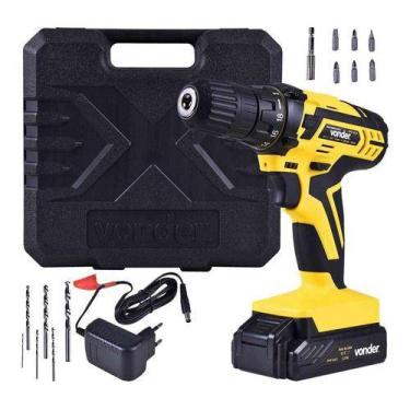 Imagem de Parafusadeira E Furadeira A Bateria 12v Pfv012 C/ Kit Vonder, Amarelo,