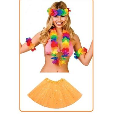 Imagem de Fantasia Feminina Havaiana Baile do Havaí festa a fantasia Saia de tul