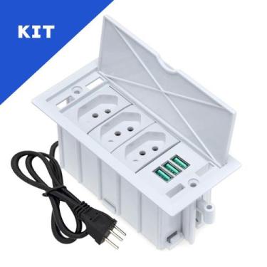 Imagem de Kit Caixas De Tomadas 4 Blocos Basculante 3 Tomadas 20A 3USB - CONNECT