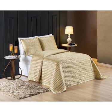 Imagem de Cobre Leito Casal King Shine Charmousse 3Pçs Varias Cores Prata, Palha