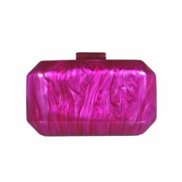 Imagem de WuDiaoer Bolsa feminina de acrílico chique de mármore para noite, caixa de casamento, bolsa de ombro com corrente para festa de formatura, 3 - rosa vermelha, 7.1 x 3.9 x 1.8 inches