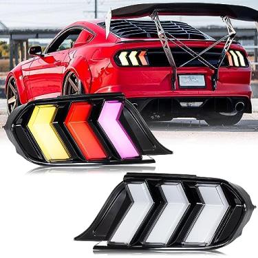 Imagem de inginuity time Luzes traseiras LED RGB para Ford Mustang 2015-2022 GT sequencial lâmpadas traseiras Strat-up Animação Âmbar/Vermelho Conjunto de kit de seta