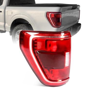 Imagem de Peforway Conjunto de luz traseira de halogênio com ponto cego compatível com Ford F150 XLT 2021 2022 2023 Lâmpada traseira esquerda do lado do motorista OE substituição ML3Z13405C