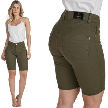 Imagem de Bermuda Jeans Feminina HNO Ciclista Verde Musgo - HNO Jeans, 48