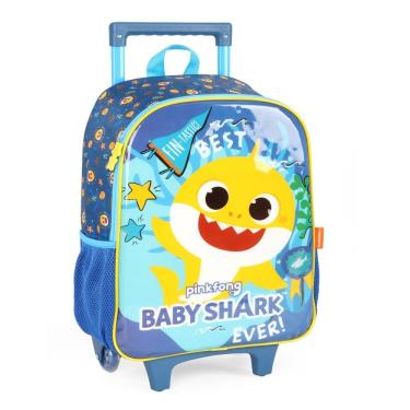Imagem de Mochila Infantil De Rodinhas Baby Shark Tubarão Azul Luxcel