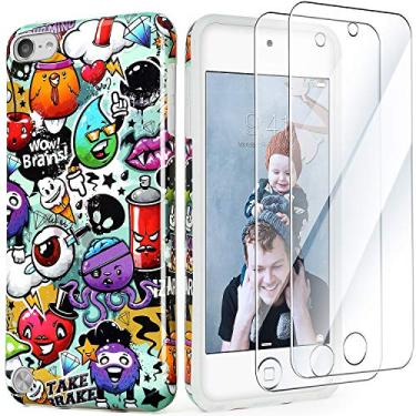 Imagem de Capa para iPod Touch 7ª geração com 2 protetores de tela, IDWELL Slim Fit antiarranhões flexível TPU (poliuretano termoplástico) macio capa protetora para iPod Touch 5/6/7th, arte em grafite