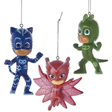 Imagem de Kurt Adler Ornamentos de molde de sopro PJ Masks, conjunto de 3