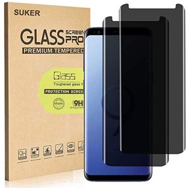Imagem de Protetor de tela de privacidade para Galaxy S9 Plus, SUKER Premium curvado 3D [compatível com capas] protetor de tela de vidro temperado anti-arranhões de dureza 9H antiespião para Samsung Galaxy S9