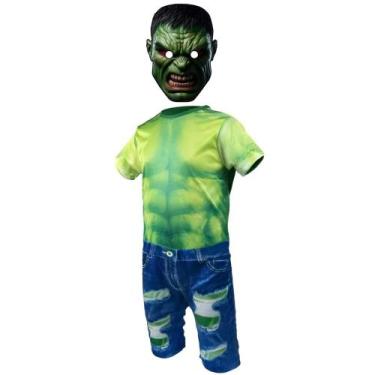 Imagem de Fantasia Infantil Hulk Com Máscaara De E.V.A 3D - SGB MODAS, P 2 á 3 A