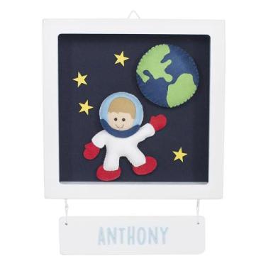 Imagem de Porta Maternidade Quadro AcrílicoAstronauta Quarto Bebê Infantil Menin