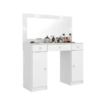 Imagem de Penteadeira 2 Portas 3 Gavetas Camarim Carisma Branco - DEMOBILE, Bran