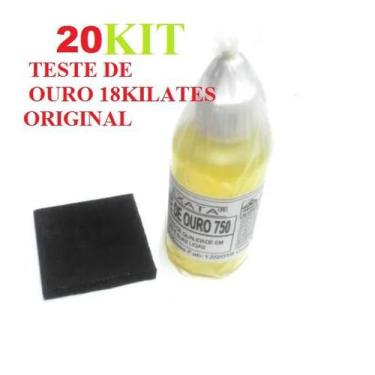 Imagem de Atacado 20 kit Testador Ouro e Prata Vidro 30 ml mais 20 pedra de 38 m