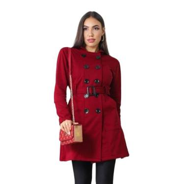 Imagem de Sobretudo casaco Feminino Com 10 Botoes - AG Acessórios, Vinho, G