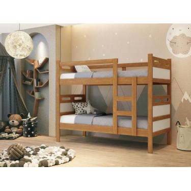 Imagem de cama beliche de solteiro para quarto jaspe cor nature com detalhe off 