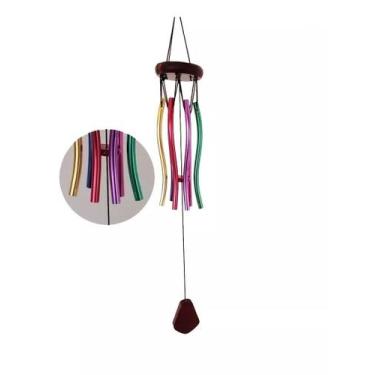 Imagem de Mensageiro Dos Ventos/Sino dos Ventos Tubos Coloridos Decoração 55cm -