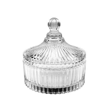 Imagem de Bomboniere Baleiro De Vidro Decorado Transparente 17x15Cm Decoração Sa