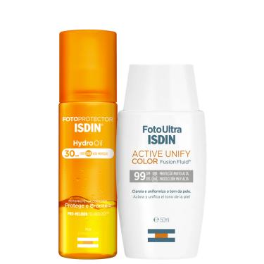 Imagem de Kit ISDIN Foto Ultra Active Unify Fusion Fluid Color + HydroOil (2 Produtos)