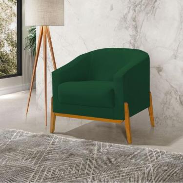 Imagem de Poltrona Living Base em Madeira Maciça Flórida Veludo Verde - VILLA CA