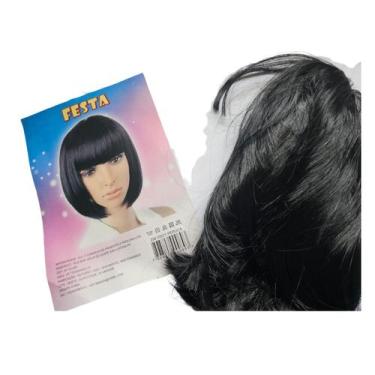 Imagem de Peruca cor Curta Cosplay  Festas Carnaval 23cm preta - sm decora
