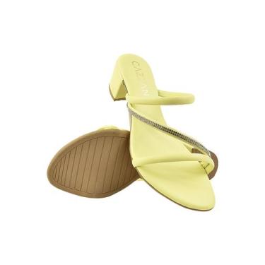 Imagem de Sandália Tamanco Feminino Salto Baixo Colorido Neon Verao - Cazzani, 3