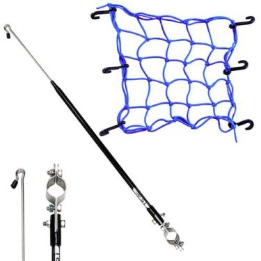 Imagem de Kit Antena Moto Anti Cerol Corta Linha Pipa Fio Guidão Preta Rede Elás