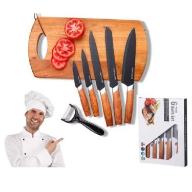 Imagem de Conjunto de Facas Profissional Inox C/ Descascador Presente Chef Cozin